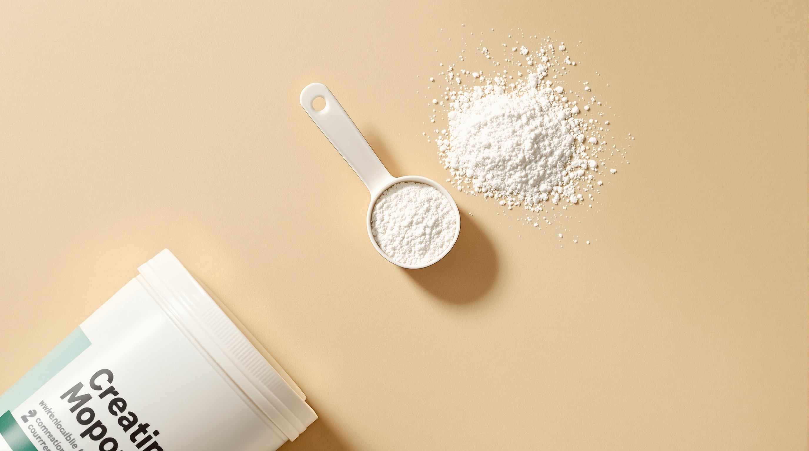 HALF/LIFE creatine tub, front, with powder pile